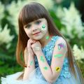 15 Sheets Carton Tatoo Kids Play Temporary Tatoo Sticker for Childrens Body Art Mermaid Sticker Glow Paste on Face Arm. 