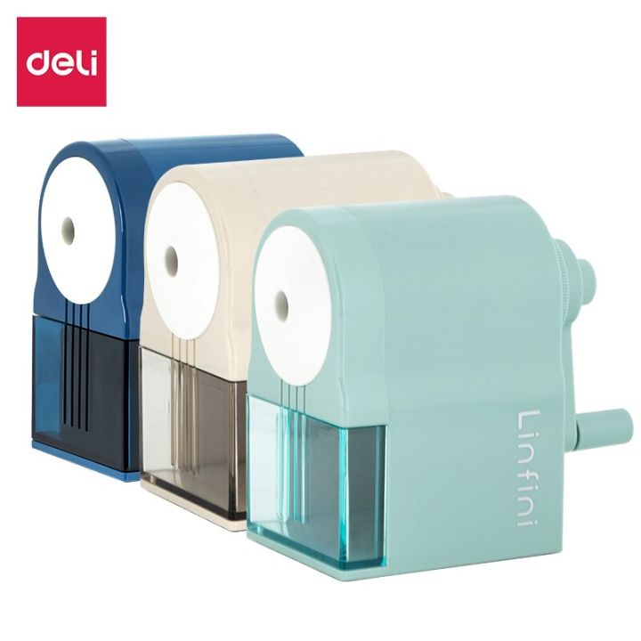 Deli Rotary Pencil Sharpener Machine Pencil Cutter White Colors for Student Office School Table Pencil Sharpener Stationery