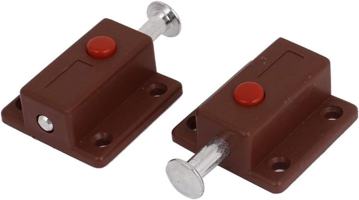 Window Push Button Spring Load Automatic Door Bolt Latches Lock 2pcs
