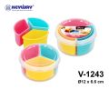V-1243 three-compartment plastic food storage box (round)✨New color✨. 