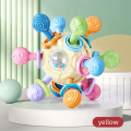 Baby Manhattan Grasping Ball - 3-in-1 Teether, Rattle, and Soft Rubber Grasping Toy for Early Education and Teething Relief. 