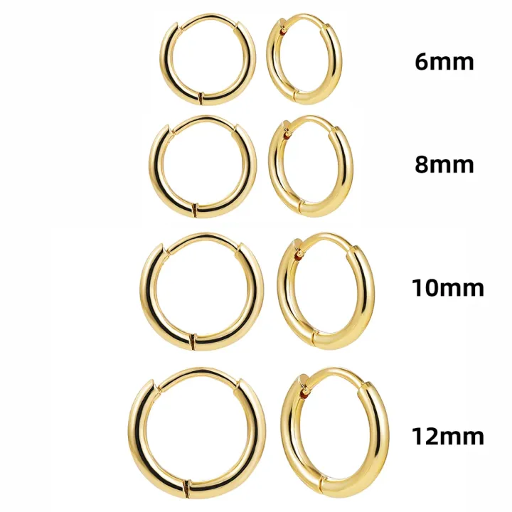 4Pairs%20Stainless%20Steel%20Solid%20Round%20Rings%20Huggies%20Earrings%20Set%20for%20Women%20Men%20Stackable%2018K%20Gold%20Plated%20Tiny%20Ear%20Cartilage%20Hoops%20-%20Image%203