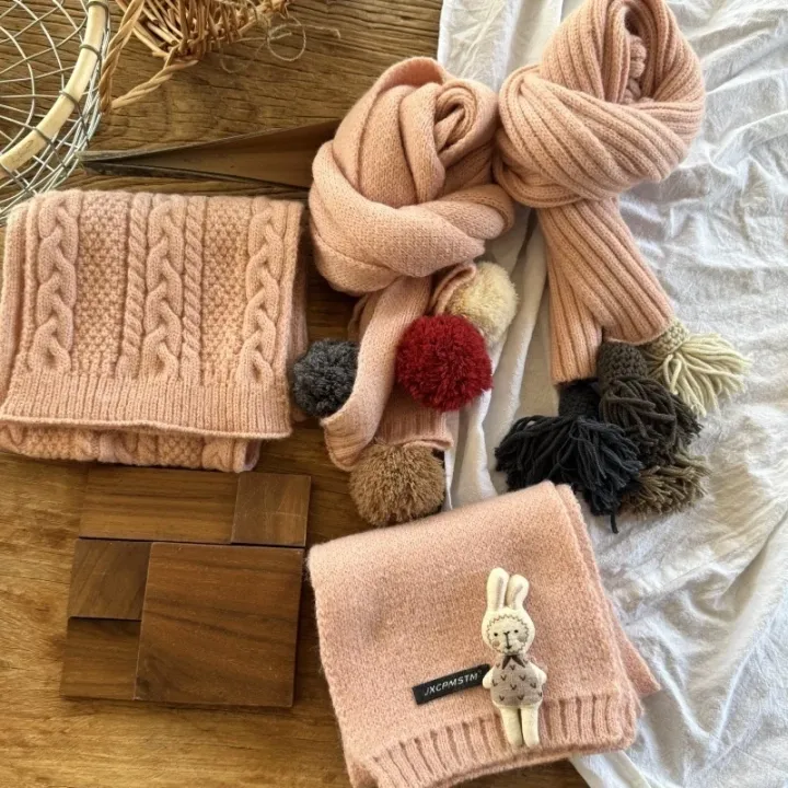 Children%20Winter%20Warm%20Knit%20Cozy%20Neckwear%20Kids%20Accessory%202025%20%20Child%20Neck%20Warmer%20Kids%20Girls%20Light%20Pink%20Cartoon%20Scarf%20-%20Image%202
