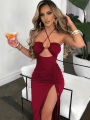 Sleeveless Sexy Female Midi Backless Dresses Slim Night Club Party Women's Dress Bodycon Vestidos Elegantes Para Mujer. 