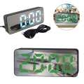 Digital LED Mirror Clock with Alarm Bright Display, Snooze & 12/24 Hour Format Temperature Display USB Powered Desk  Stylish Table LED CLOCK -Model DS-3821L. 