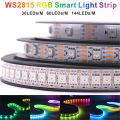 WS2815 color-changing LED strip light with dual signals. It operates at DC12V, features flexible and individually addressable sm. 