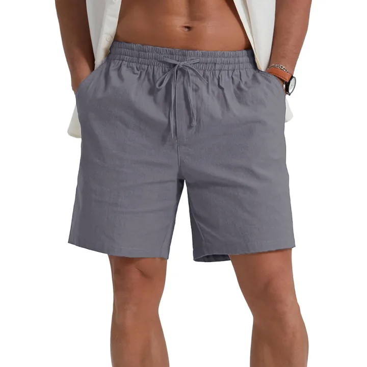Summer%20New%20Men's%20Shorts%20Lightweight%20Breathable%20Casual%20Short%20Pants%20Cotton%20Linen%20Simple%20Style%20Daily%20Sweatpants%20Short%20Trousers%20-%20Image%204