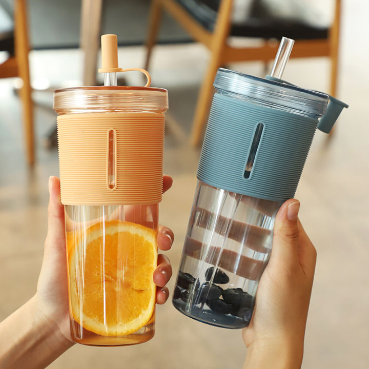 710ml/24oz%20Large%20Capacity%20Coffee%20Cup,%20Plastic%20Water%20Bottle%20With%20Straw,%20High%20Temperature%20Resistant%20Clear,Reusable%20Cups%20with%20Straw%20-%20Image%203