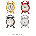 1 piece of dollhouse miniature metal alarm clock: 1/12 mini simulation bedroom scene decoration model (sticker random).