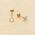 2Pcs Gold Plating Round Zircon Cartilage Earring. 