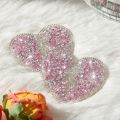 Reusable Silicone Nipple Covers Pink Heart Rhinestone Pasties Self-Adhesive Invisible Breast Petals Bra for Rave Festival Party.