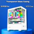 Transparent Glass Acquarium Designed ATX White Gaming Casing for Desktop PC. 