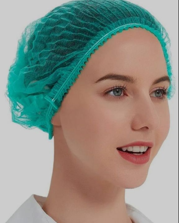 50 PCs Pack Green Disposable Surgical Caps Disposable Hair Cap PPE Head Cap Breathable Non Woven Fabric Head Elastic Caps