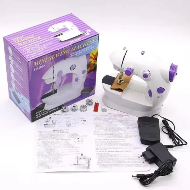 Household 202Mini Sewing Machines Handheld Sewing Machine with Light Cutter Foot Pedal Portable Night Light Sewing Machine