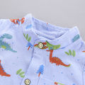 2PCS Baby Set Summer Fashion Dinosaur Random Print Standing Neck Shirt Short Sleeve Shorts Set. 