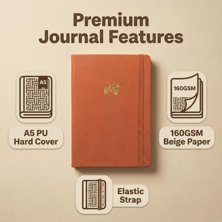 A5 Dotted Notebook Faux PU Leather Hardcover Journal 160GSM Thick Paper 160 Numbered Pages Dot Grid Planner with Elastic Band