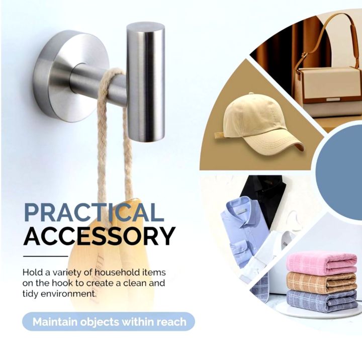 Towel Hook Brushed Nickel, SUS304 Stainless Steel Bathroom Towel Holder, Kitchen Shower Towel Hanger, Wall Mount