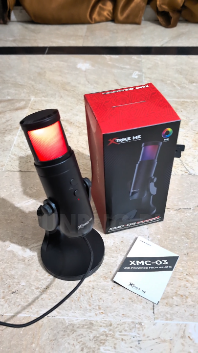 Xtrike-Me Professional Condenser Microphone for Studio Recording - USB Powered Omnidirectional Dynamic Gaming Mic for Mobile, PC, Desktop, Podcasting, Live Streaming, Singing, ASMR, Youtube - 12 RGB Lighting Modes - 360° Rotatable Body - XMC03 by FunBug