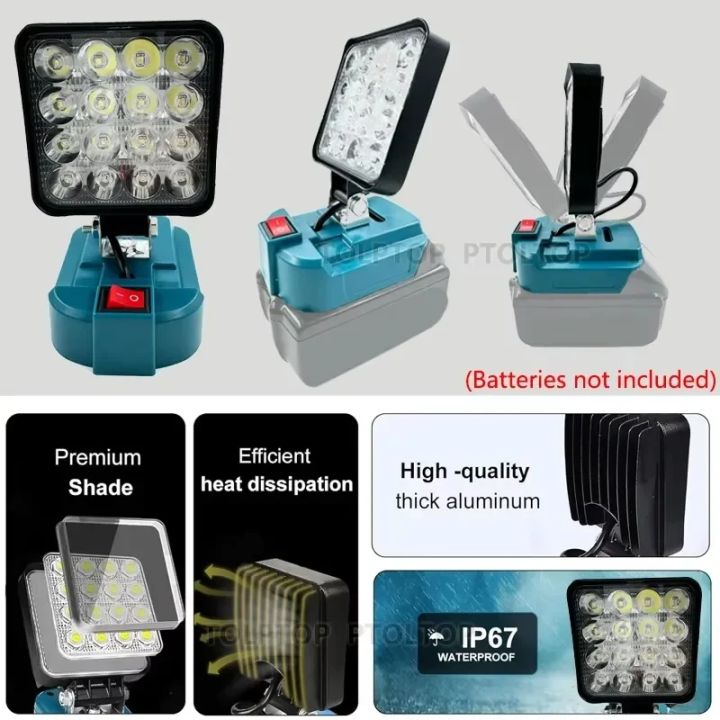 16%20Beads%20LED%20Working%20Light%20Spotlight%20Portable%20Lamp%20Hand%20Lantern%20for%20Makita%20%2014.4V%2018V%20Li-ion%20Battery%20Cordless%20LED%20Flashlight%20-%20Image%202