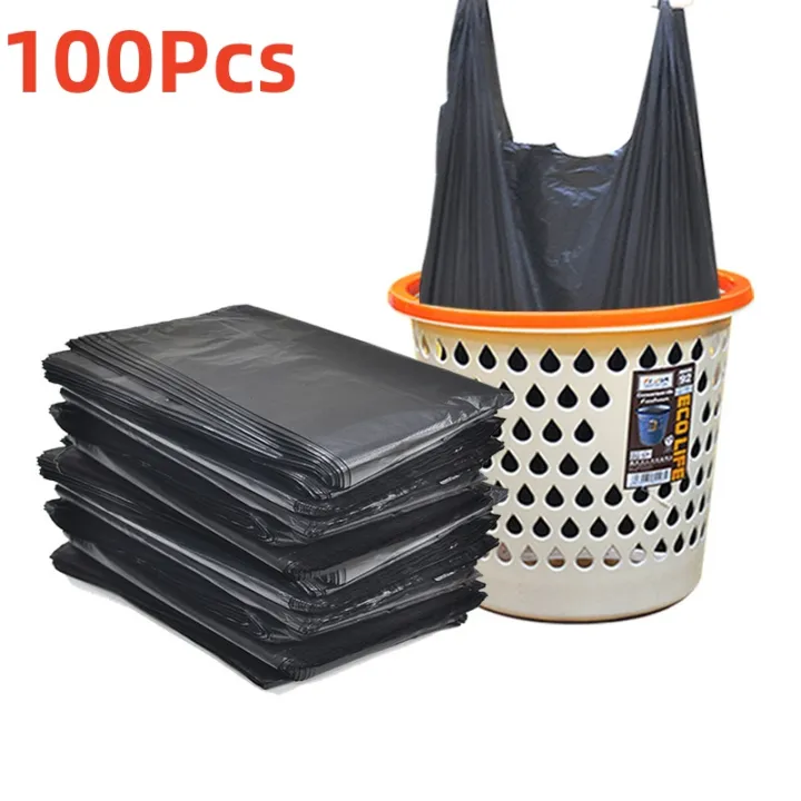 100Pcs%20Thickened%20Black%20Vest%20Plastic%20Bag%20Takeaway%20Shopping%20with%20Handle%20Bag%20Kitchen%20Living%20Room%20Garbage%20Clean%20Storage%20Bag%20-%20Image%202