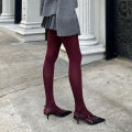 Vintage Red Women's Pantyhose Spring Autumn Super Elastic Y2k Slim Fit Candy Colored Tights Stockings for Females. 
