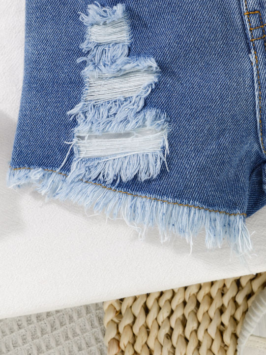 Girls'%20denim%20shorts%20baby%20children's%20summer%20wear%20woolly%20edge%20elastic%20waist%20denim%20blue%20-%20Image%205