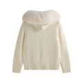 New 2026 Winter Sweater Coat Women Hooded Cardigan Fur Collar Hooded Knit Thicken Warm Women's Coats Chic Casual Outwear Coats. 