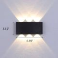LITFAD Rectangle Led Wall Sconce Bulb Included 110V-120V Waterproof Outdoor Foyer Porch Wall Lighting 8W 3000K Warm Light 6-Bulb Wall Lamp for Pathway Living Room Stairways Corridor Hotel Black. 