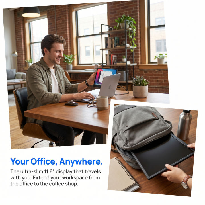 11.6%20Inch%20Portable%20Monitor%20Extend%20Display%20IPS%201366X768%20Panel%20Penhole%20Stand%20VESA%20USBC%20Mini%20HDMI%20Mobile%20Display%20-%20Image%202