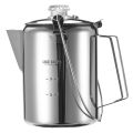 1.2L Outdoor 9 Cup Stainless Steel Percolator Coffee Pot Coffee Maker for Camping Home Kitchen. 