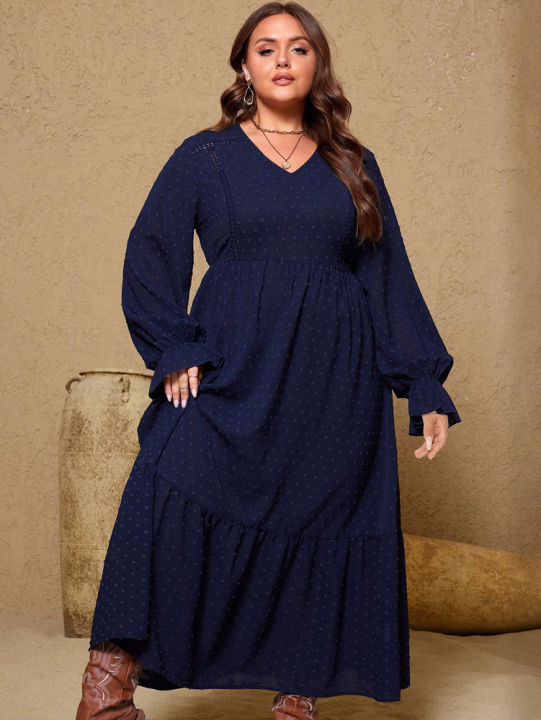 plus%20Size%20Women's%20Pullover%20V-Neck%20Long%20Sleeve%20Dress%20Autumn%202025%20Printed%20Loose%20Casual%20Fashion%20Best%20Choice%20for%20Autumn%20-%20Image%202