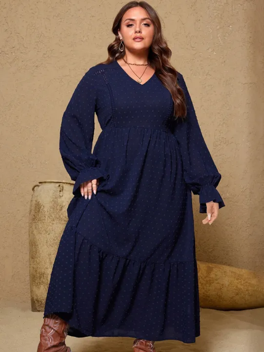 plus%20Size%20Women's%20Pullover%20V-Neck%20Long%20Sleeve%20Dress%20Autumn%202025%20Printed%20Loose%20Casual%20Fashion%20Best%20Choice%20for%20Autumn%20-%20Image%202