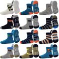 12 pairs of 0-7 years old boys' fun dinosaur anti-slip mid-calf socks, with a little  sole indoor antislip, comfortable. 