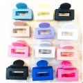 Random colour Multi colours Pack of 6 Fashion Solid Color Hair Claw Clips for Women, Small Size Designs. 