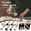 Stainless Steel Walnut Coffee Bean Measuring Spoons Household Tools High Profile Level Long Handle Coffee Powder Measuring Spoon. 