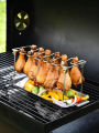 Chicken Leg Rack for Grill with Drip Tray- 14 Slots Chicken Wing Rack- Premium Stainless Steel Chicken Drumstick Rack for Smoker. 