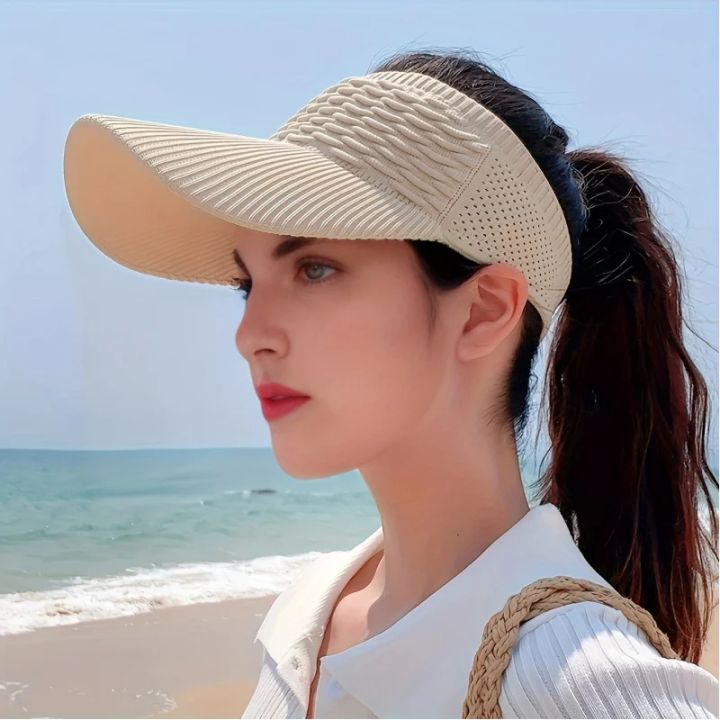 Casual%20Elastic%20Knitted%20Cap,%20Breathable%20Women's%20Empty%20Top%20Sunshade%20Hat%20For%20Outdoor%20Sports%20And%20Sun%20Protection%20-%20Image%203