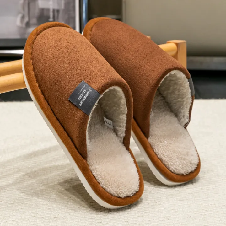 Household%20Indoor%20Men's%20Slippers%20Autumn%20and%20Winter%20Home%20Floor%20for%20Guests%20Lightweight%20Quiet%20Non-slip%20Suede%20Fabric%20Couple's%20Shoes%20-%20Image%203