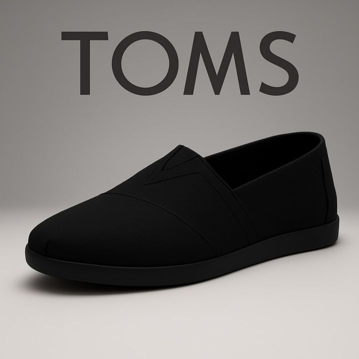 TOMS Unisex Syanno Black Canvas Shoes Sneakers Light Weight For Casual Outdoor Function Wear Loafers