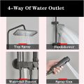 Piano Key Shower Set Gray Bathroom Digital Display Faucet Shower System Set Bathtub Hot and Cold 4 Functions Tap Shower Set,Grey 4 Mode LED. 
