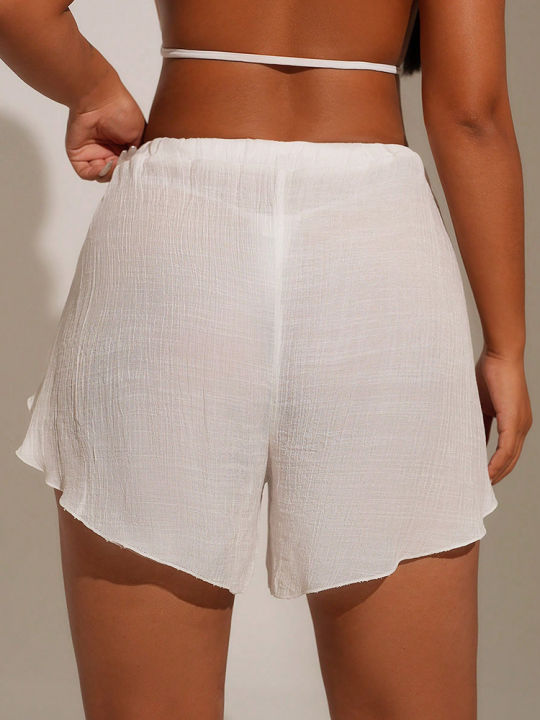Cover%20Pants%20Ups%20Wrap%20Up%20Shorts%20Swimsuit%20Cover%20Ups%20Casual%20Hollow%20Out%20Frenulum%20Elastic%20Waist%20Short%20Pants%20Lounge%20Shorts%20Swimwear%20-%20Image%202