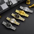 Watches for Women Simple Casual Student Fashion Quartz Diamond-Encrusted Steel Band Calendar Gold Set Men's Watch Couple.