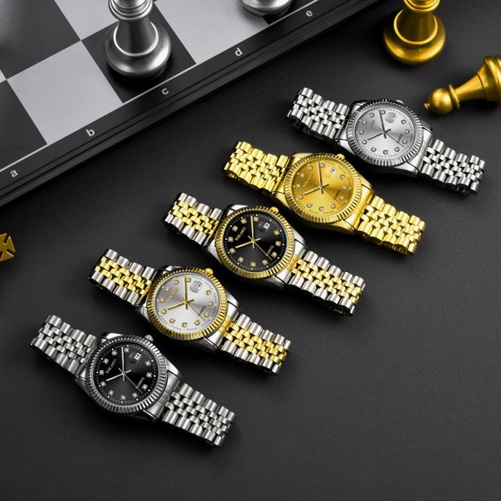 Watches%20for%20Women%20Simple%20Casual%20Student%20Fashion%20Quartz%20Diamond-Encrusted%20Steel%20Band%20Calendar%20Gold%20Set%20Men's%20Watch%20Couple%20-%20Image%202