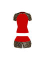 2026 New American Retro Leopard Pattern Splicing Top and Shorts Set Y2K Punk Street Fashion Trend Personalized Casual Hot Girl. 