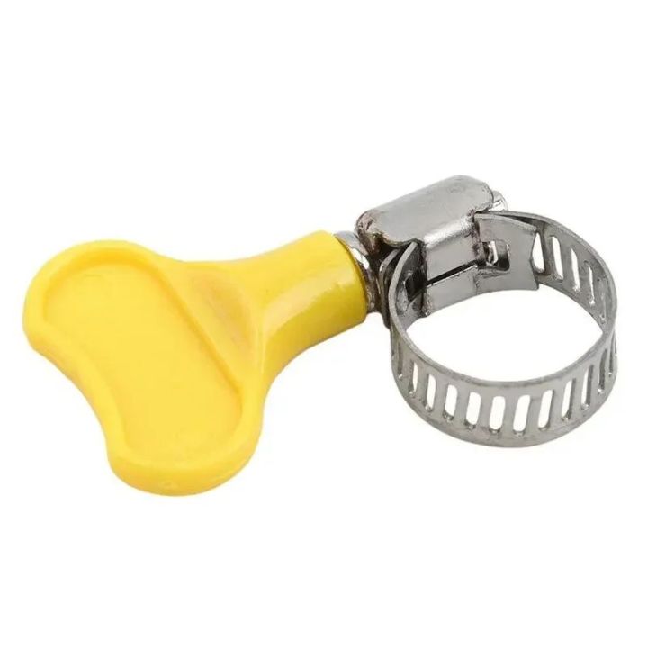 5pcs%20Adjustable%20Yellow%20Plastic%20Handle%20Hand%20Twist%20Hose%20Clamps%20Worm%20Driving%20201%20Stainless%20steel%20%20Clips%20For%20gas%20pipe%205/8"%20%20(10-16mm)%20-%20Image%204