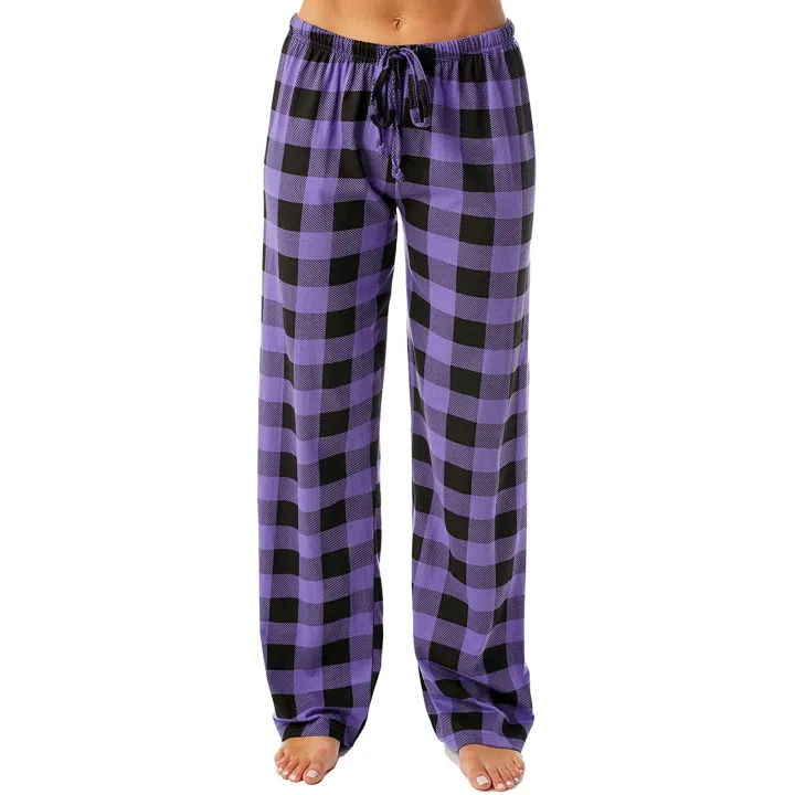 2024%20New%20Sleep%20Pants%20Women%20Plaid%20Pattern%20High%20Elasticity%20Wide%20Legs%20Loose%20Ladies%20Pajama%20Pant%20Trousers%20Wear-Resistant%20For%20Home%20-%20Image%207