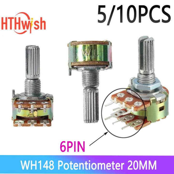 WH148 20MM 6Pin Potentiometer with Nuts and Washers Kit 1K 2K 5K 10K ...