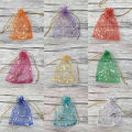 100PCS Moon Stars Drawstring Organza Bags Jewelry  Bags Pouches Gold Star Organza Favor Pouches for Christmas Wedding. 