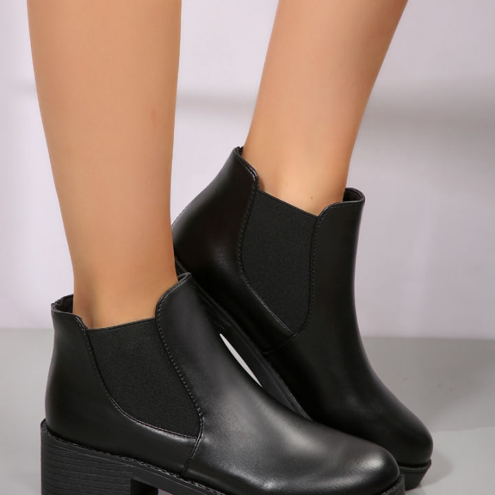 2025%20Summer%20New%20Women's%20Fashion%20Short%20Boots%20High%20Heels%20Round%20Head%20Fashion%20Boots%20Casual%20Versatile%20Women's%20Shoes%20-%20Image%204