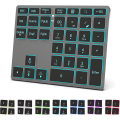Tri-Mode Aluminum Numpad 7-Color LED Backlit, BT5.0/USB/2.4G Wireless Rechargeable Number Pad 35-Key Scissor Switches  ﻿keyboard. 